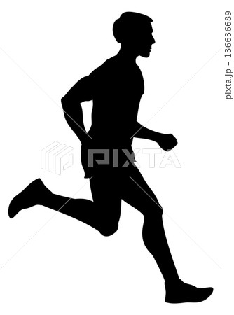 Jogging athlete black silhouette. Running man icon 136636689