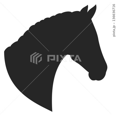 Stallion head black icon. Strong wild animal 136636716