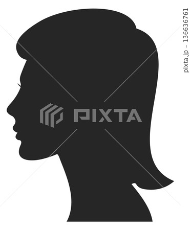 Woman profile portrait. Black side female portrait 136636761