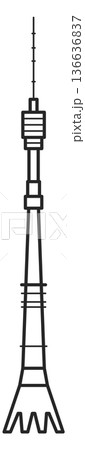 Ussr tower line icon. Russian famous landmark 136636837