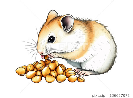 Watercolor vector illustration of a cute little hamster. 136637072