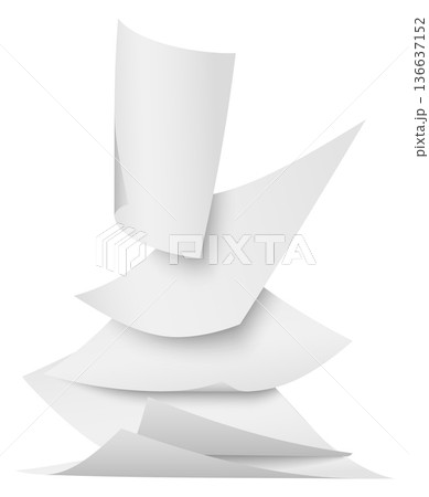 Falling paper sheets. Realistic flying white pieces mockup Falling paper sheets. Realistic flying white pieces mockup 136637152