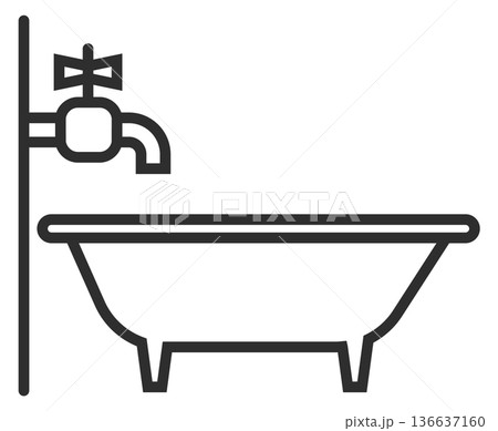 Bathtub line icon. Bathroom water tap symbol Bathtub line icon. Bathroom water tap symbol 136637160