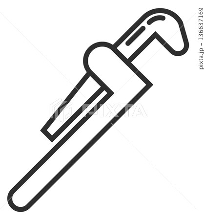 Pipe wrench. Plumbing repair tool line icon Pipe wrench. Plumbing repair tool line icon 136637169