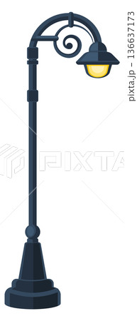 Street light pole. Decorative vintage urban lamp 136637173