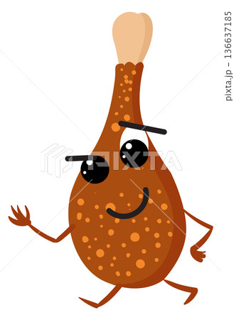 Roasted chicken leg cartoon mascot. Happy food Roasted chicken leg cartoon mascot. Happy food 136637185
