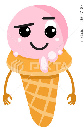 Funny ice cream character. Cartoon sweet mascot Funny ice cream character. Cartoon sweet mascot 136637188