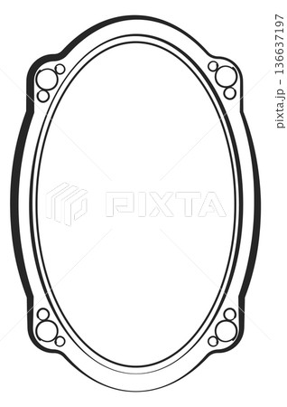 Mirror frame. Picture oval border scrapbook doodle 136637197
