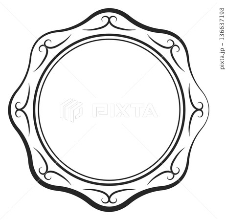 Round doodle border. Elegant classic photo frame 136637198