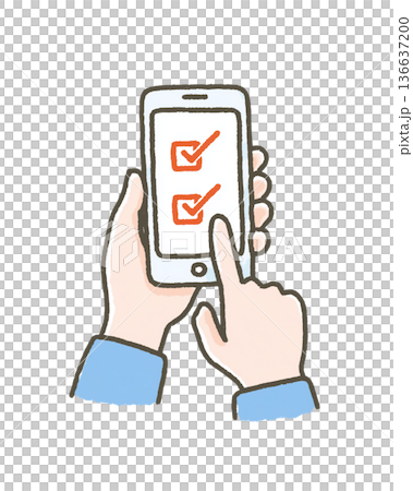 手觸摸著手機 136637200