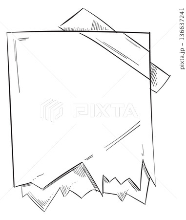 Paper scrap memo doodle. Blank message drawing Paper scrap memo doodle. Blank message drawing 136637241