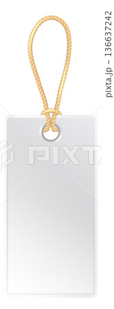 Rectangle price label. Shop white tag on thread 136637242