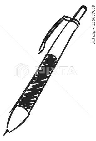 Pen drawing. Writing tool hand drawn icon Pen drawing. Writing tool hand drawn icon 136637619
