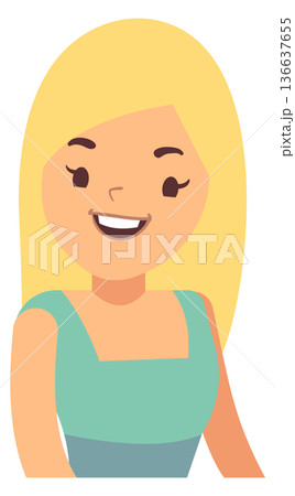 Blonde girl portrait. Happy young woman color character 136637655