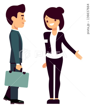 Businessman talk with bank staff. Financial consultant character Businessman talk with bank staff. Financial consultant character 136637664