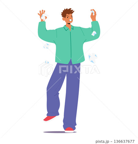 Man with choleric temperament showing aggressive behavior and anger isolated on white background Man with choleric temperament showing aggressive behavior and anger isolated on white background 136637677