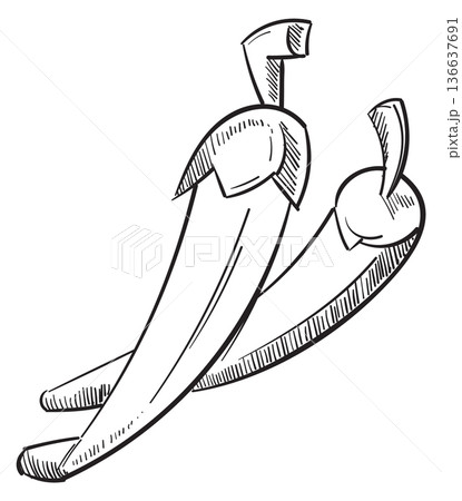 Spicy peppers doodle. Hand drawn hot food Spicy peppers doodle. Hand drawn hot food 136637691