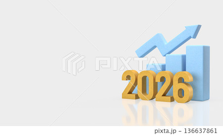 Rising Business Growth Trend Forecast 2026 3d render. 136637861