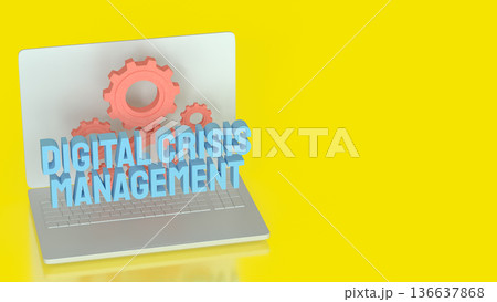 Digital Crisis Management Strategy on Laptop Screen Concept 3d render. Digital Crisis Management Strategy on Laptop Screen Concept 3d render. 136637868