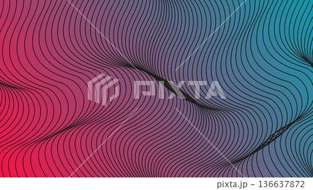 Modern abstract background with vibrant pink and teal gradient featuring dynamic black flowing wave lines and topographic halftone textures perfect for creative digital marketing and stylish landing p Modern abstract background with vibrant pink and teal gradient featuring dynamic black flowing wave lines and topographic halftone textures perfect for creative digital marketing and stylish landing p 136637872