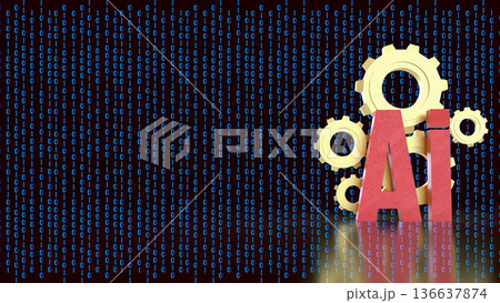 Artificial Intelligence Gears with Binary Code 3d render. Artificial Intelligence Gears with Binary Code 3d render. 136637874