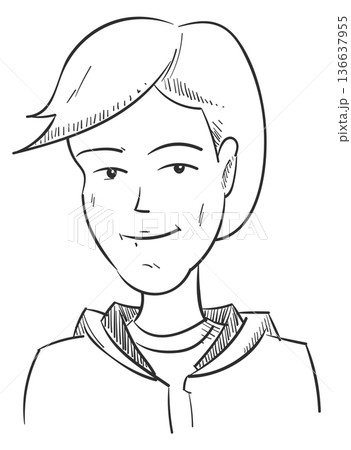 Comic boy portrait drawing. Male head sketch Comic boy portrait drawing. Male head sketch 136637955