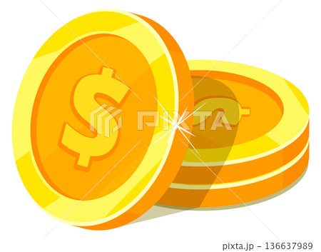 Golden coins pile. Dollar cash cartoon icon 136637989
