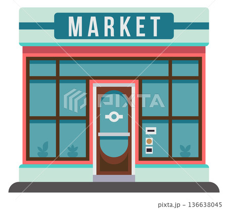Market storefront color icon. Urban grocery shop Market storefront color icon. Urban grocery shop 136638045