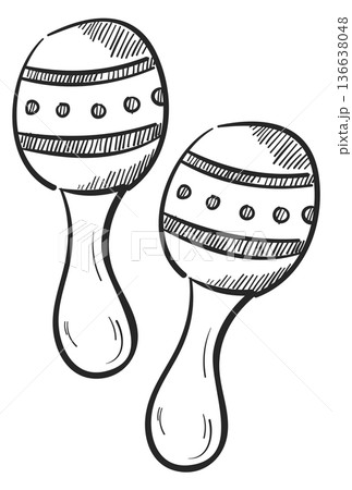 Maracas doodle. Hand drawn mexican music instrument 136638048