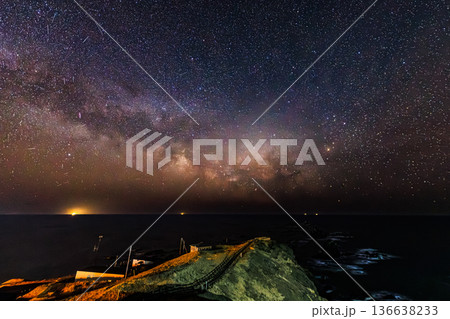Cape Erimo under the Milky Way – Starry night over 136638233