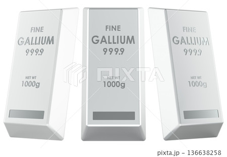 Gallium metal ingots side and front views. 3D rendering 136638258