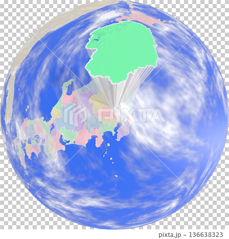A planet-like map of Tochigi Prefecture seen from above the Earth A planet-like map of Tochigi Prefecture seen from above the Earth 136638323