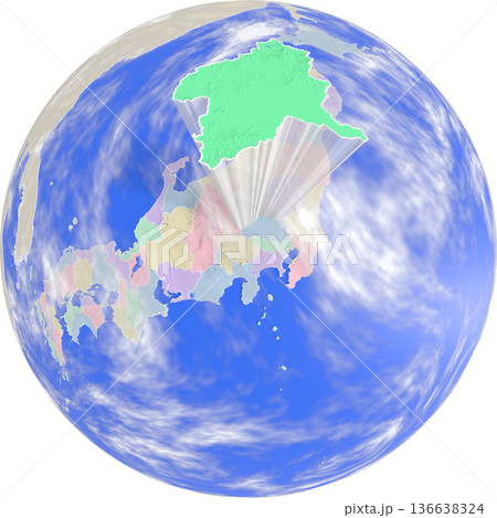 地球上空から見た、浮かび上がる群馬県のプラネット風地図 136638324