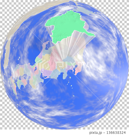 地球上空から見た、浮かび上がる群馬県のプラネット風地図 136638324