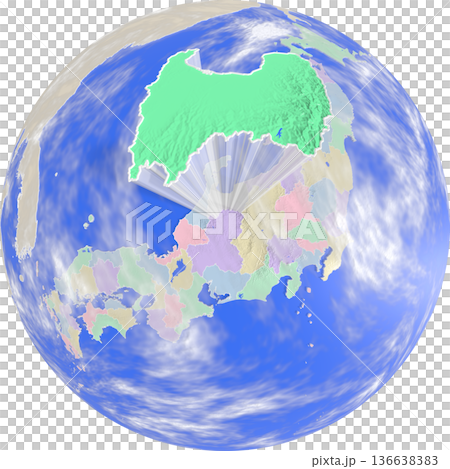 從地球上方看到的富山縣的行星狀地圖 136638383