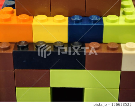 Vivid Plastic Miniature, Vividly Colored Plastic Components Constructed Into Detailed Miniature Dwelling Vivid Plastic Miniature, Vividly Colored Plastic Components Constructed Into Detailed Miniature Dwelling 136638523