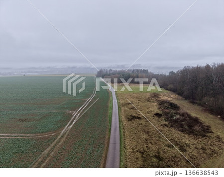 Landscape Transitions Observed, Aerial View Of Rural Landscape Indicating Seasonal And Mood Changes 136638543