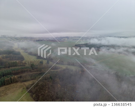 Rolling Hills With Fog, Soft Rolling Hills Cloaked In Fog With Peaceful Natural Surroundings 136638545