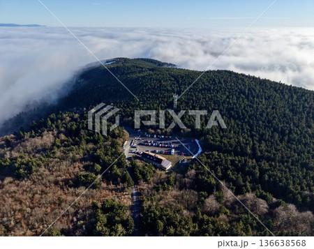 Secluded Mountaintop Surrounded By Trees, Remote Forest Sanctuary With Solar Buildings And Panoramic Views Secluded Mountaintop Surrounded By Trees, Remote Forest Sanctuary With Solar Buildings And Panoramic Views 136638568