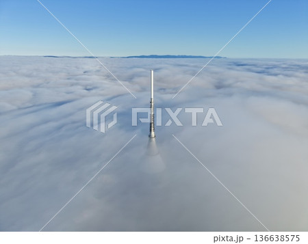 Serene Sky Panorama, Quiet Highaltitude Picture Capturing Spire And Distant Mountain Background Serene Sky Panorama, Quiet Highaltitude Picture Capturing Spire And Distant Mountain Background 136638575