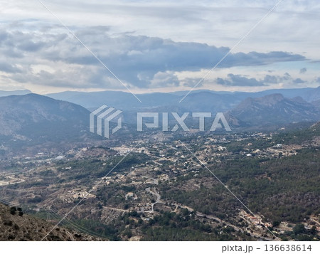 Scenic Coastal Panorama, Serene Valley With Coast Views, Quiet Landscape Featuring Hills And Ocean Backdrop 136638614