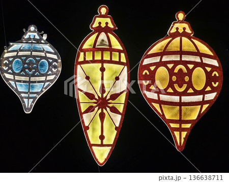 Gorgeous Stained Glass, Luxurious Evening Scene Featuring Vibrant Stained Glass And Warm Lighting 136638711