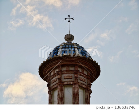 Decorative Religious Architecture, Baroque Church Summit Featuring Colorful Glazed Tiles And Peaceful Sky Decorative Religious Architecture, Baroque Church Summit Featuring Colorful Glazed Tiles And Peaceful Sky 136638746
