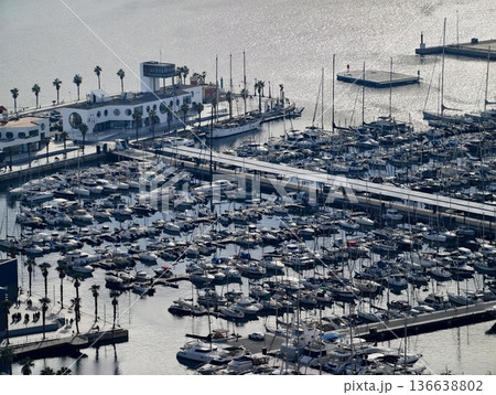 Elegant Marina With Shining Boats, Spectacular Seaside Port Featuring Countless Gleaming Luxury Vessels Elegant Marina With Shining Boats, Spectacular Seaside Port Featuring Countless Gleaming Luxury Vessels 136638802