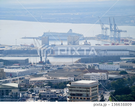 Harbor Cranes Loading, Portside Scene With Busy Cranes, Vast Port With Cargo Ships And Machinery Harbor Cranes Loading, Portside Scene With Busy Cranes, Vast Port With Cargo Ships And Machinery 136638809