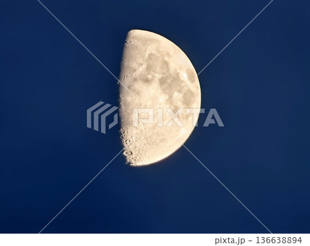 Moon Within Night, Dusk Sky Hosts Radiant Moon With Textured Surface Details And Atmospheric Contrast Moon Within Night, Dusk Sky Hosts Radiant Moon With Textured Surface Details And Atmospheric Contrast 136638894