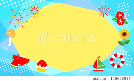 夏をイメージした爽やかな壁紙イラスト素材【web画面用】 夏をイメージした爽やかな壁紙イラスト素材【web画面用】 136638957