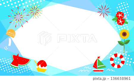 夏をイメージした爽やかな壁紙イラスト素材【web画面用】 136638961
