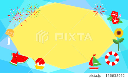 夏をイメージした爽やかな壁紙イラスト素材【web画面用】 136638962