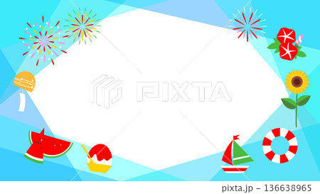 夏をイメージした爽やかな壁紙イラスト素材【web画面用】 136638965